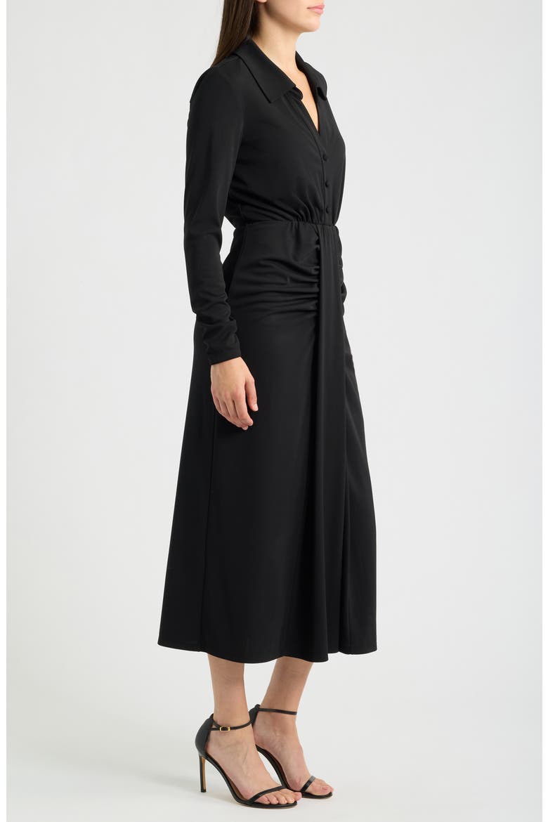 Ruched Long Sleeve Midi Dress