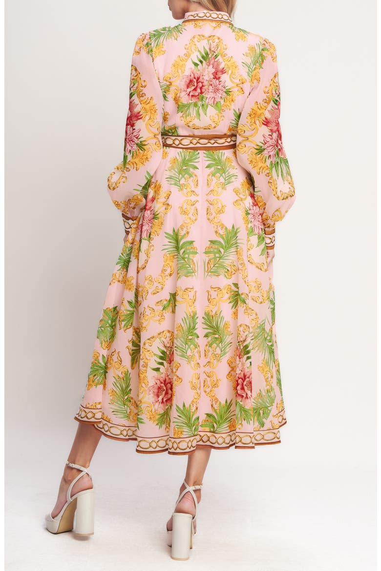 Print Long Sleeve Maxi Shirtdress