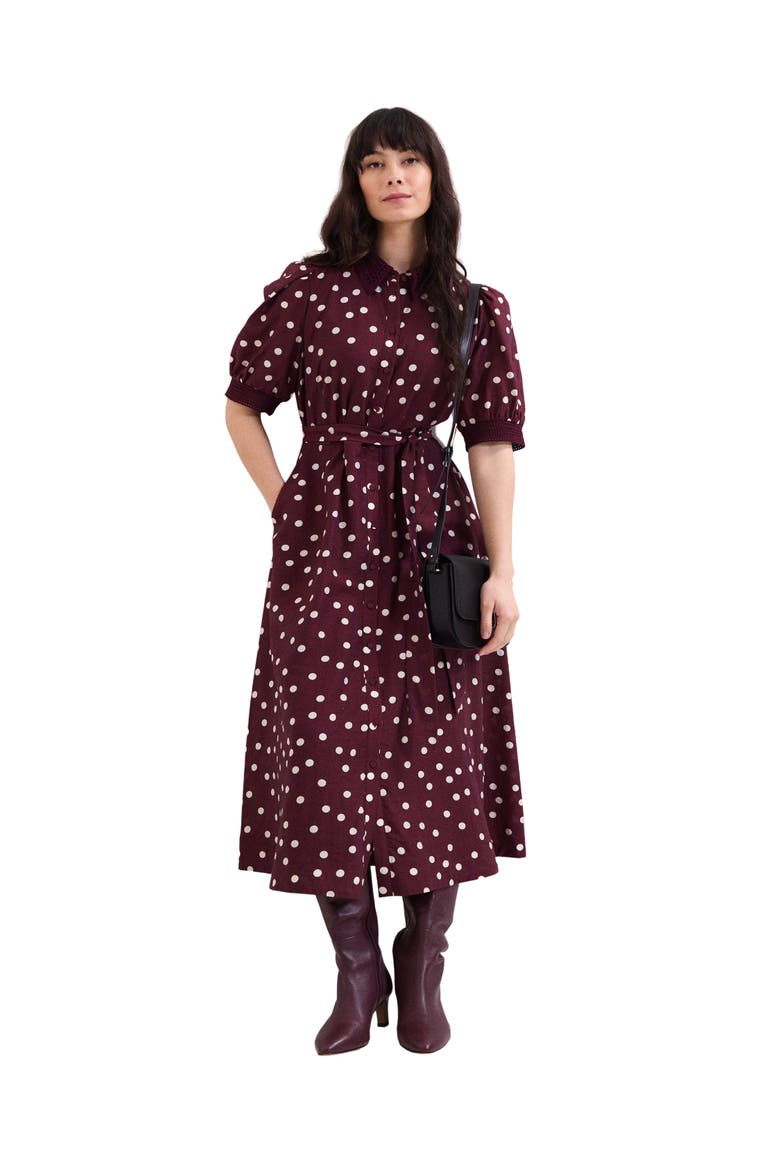 Delphine Printed Puff Sleeve Midi Dress