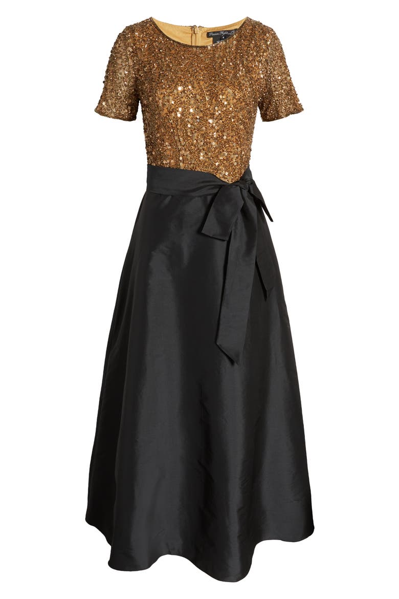Beaded Bodice Mixed Media Gown