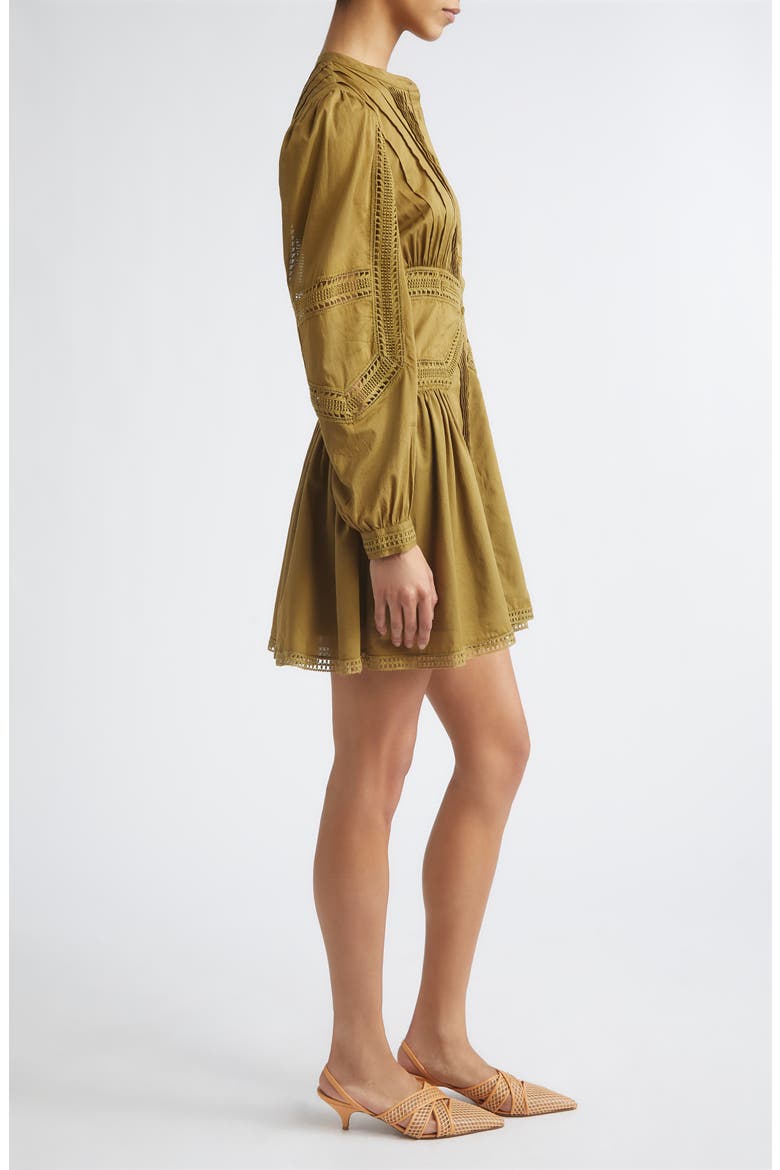 Elysia Pintuck Lace Long Sleeve Minidress