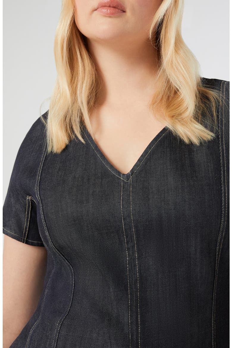 Denim Fit & Flare Midi Dress