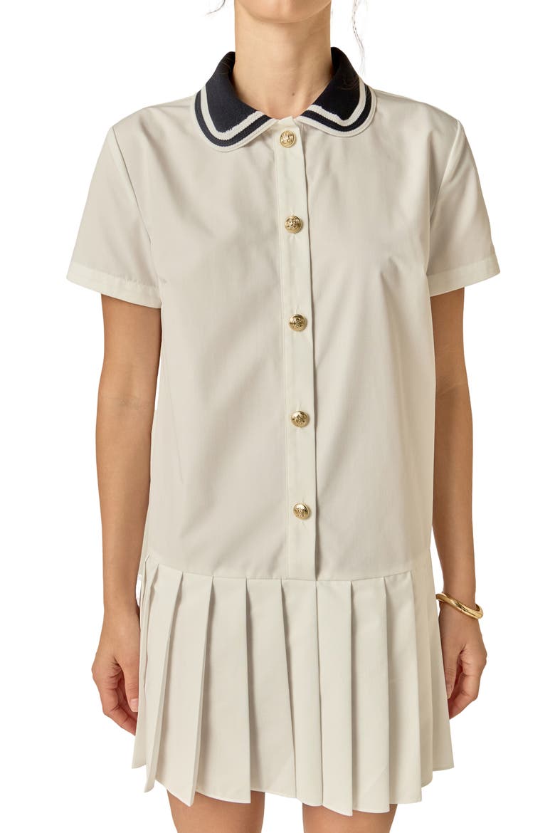 Crochet Collar Pleated Minidress