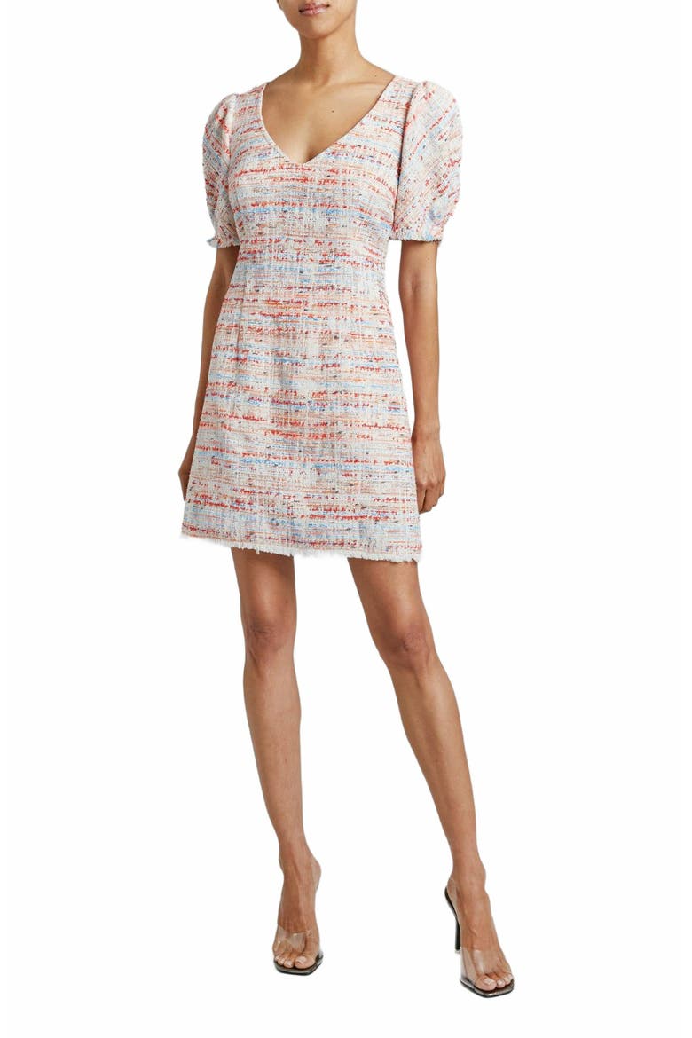 Bianca Tweed Shift Dress with Puff Sleeves