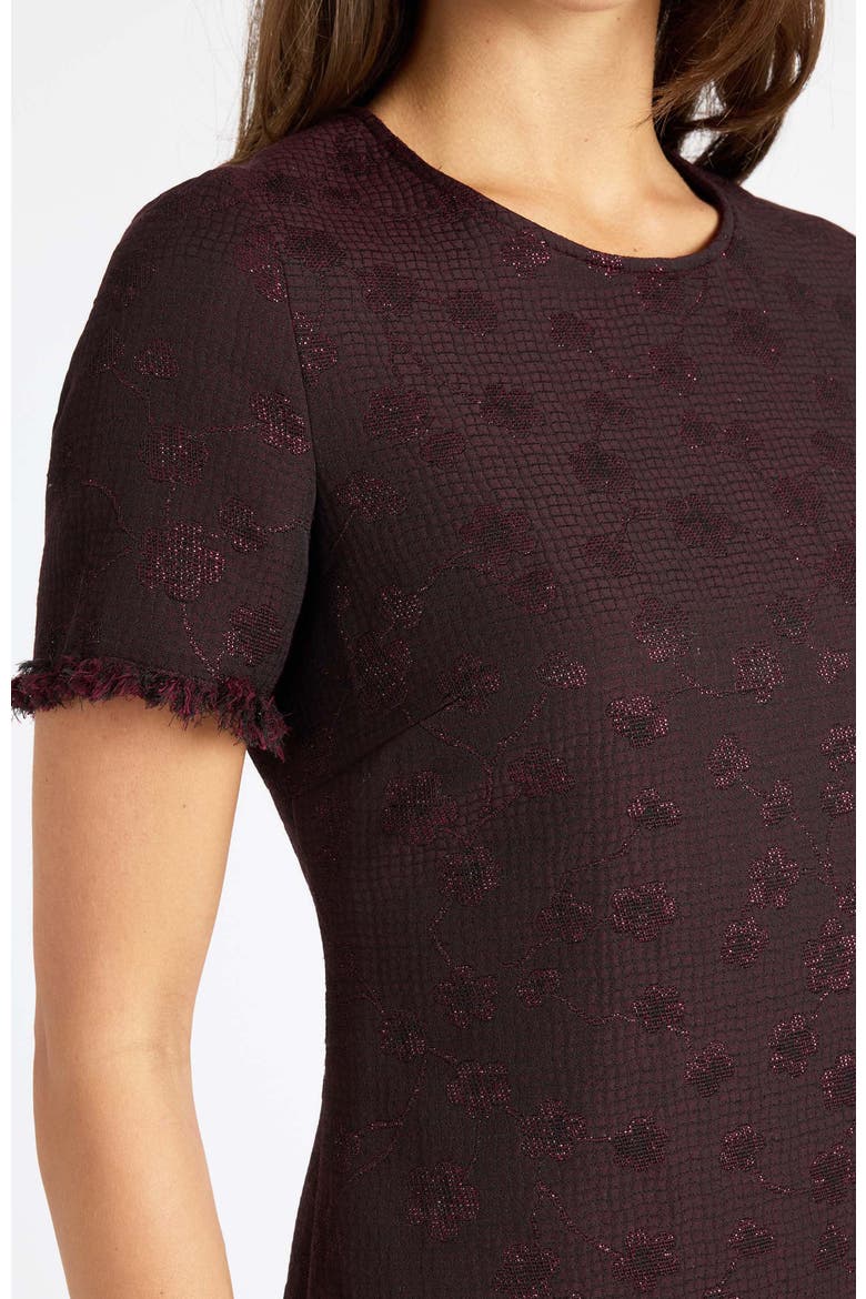 Melania Short Sleeve Shift Dress in Tonal Jacquard