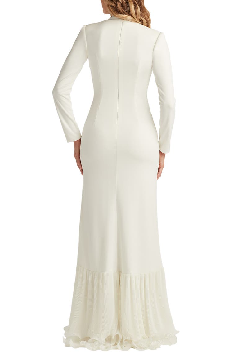 Wire Ruffle Long Sleeve Gown