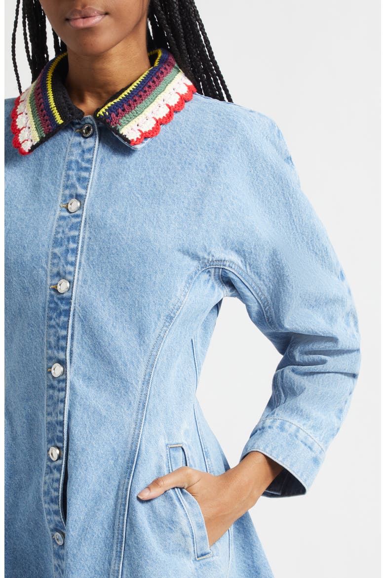 Collared Long Sleeve Denim Minidress