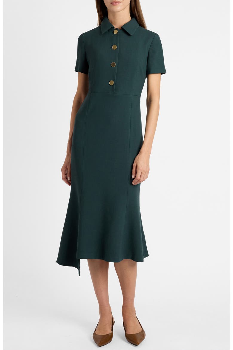 Sahara Short Sleeve Asymmetric Midi Twill Dress
