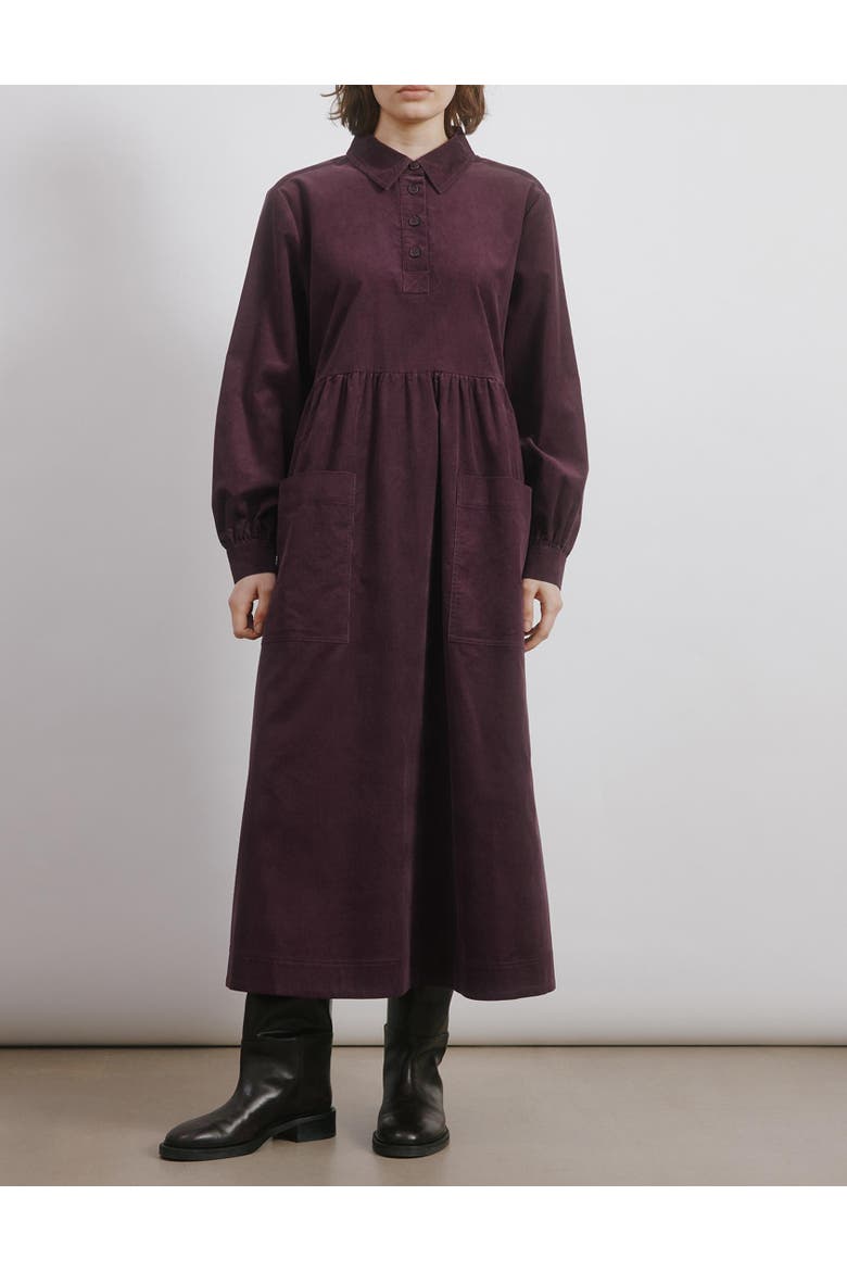 Cord Placket Midi Dress