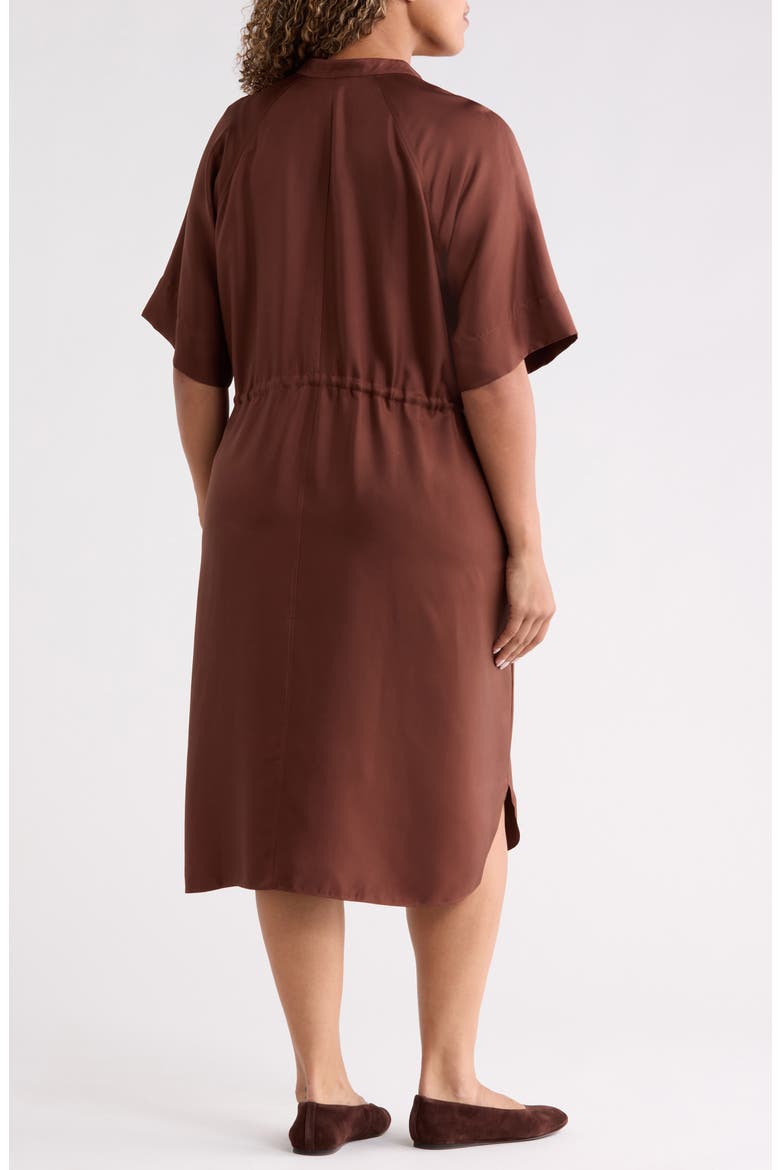 Silk Mandarin Collar Midi Dress