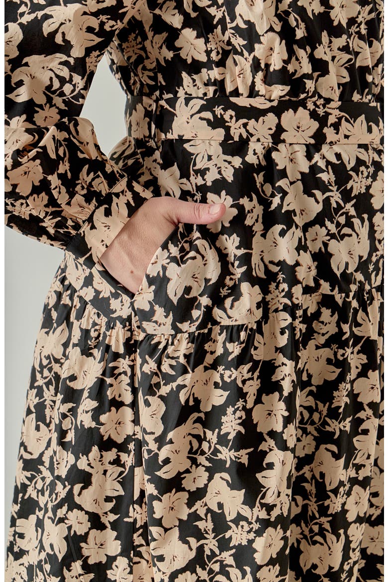 Floral Print Cotton Midi Dress
