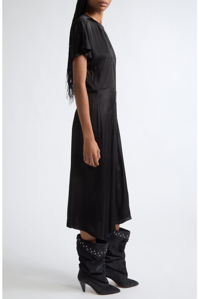 Namsha Draped Satin Midi Dress
