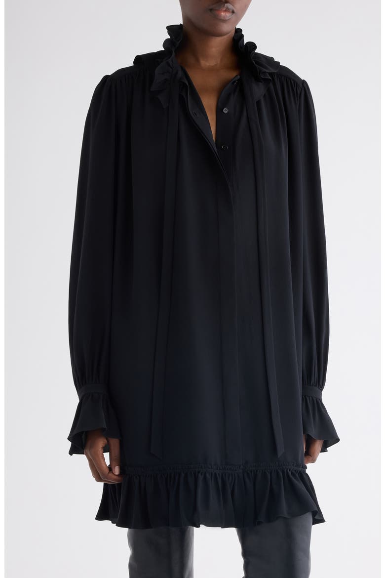 Long Sleeve Organic Silk Crêpe de Chine Minidress