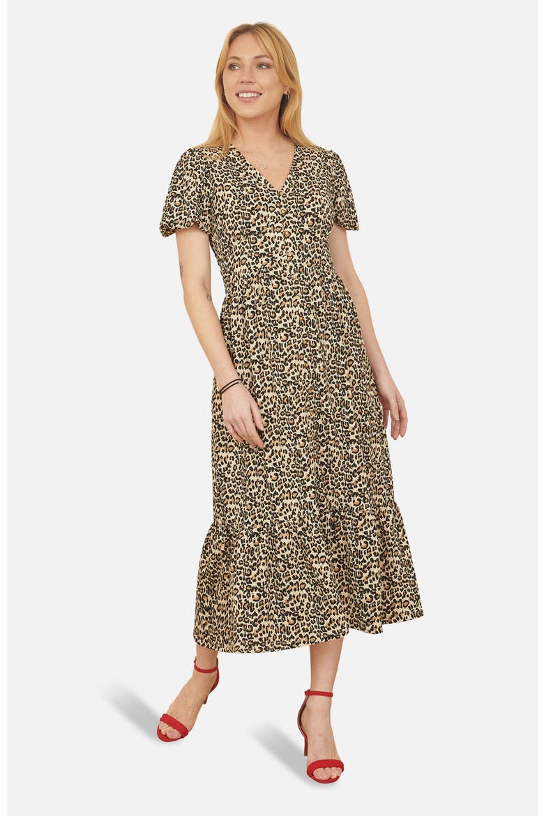 Pleated Button Through Midi Dress