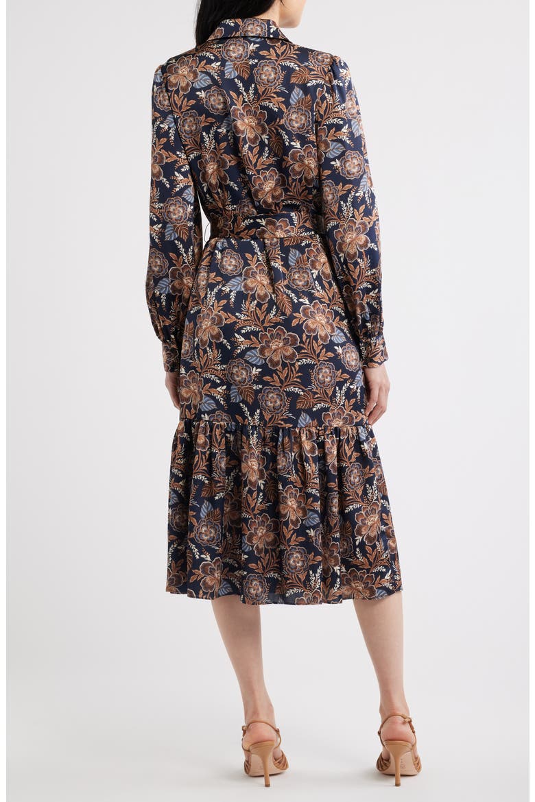Floral Long Sleeve Midi Shirtdress