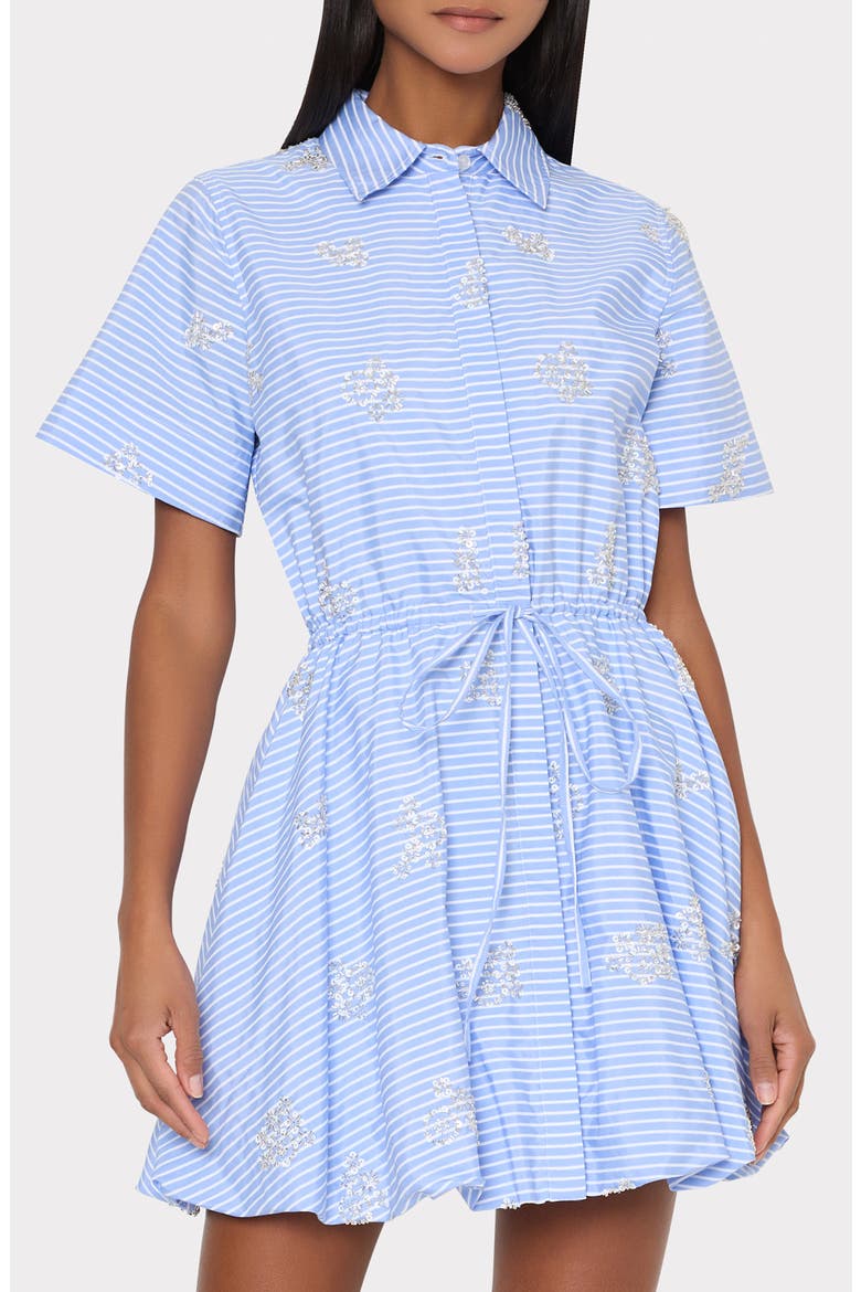 Willa Stripe Sequin Embellished Button-Up Minidress