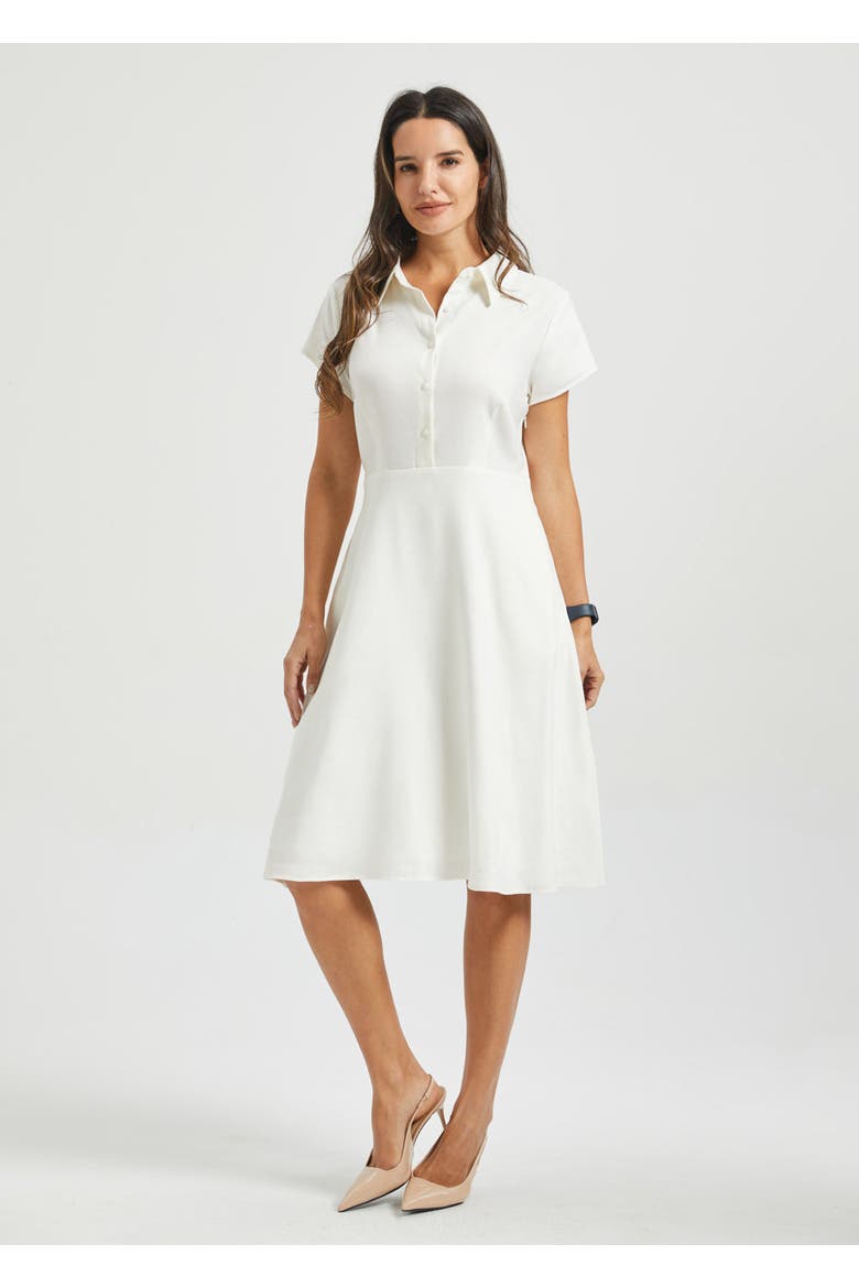 AirWeave Fit & Flare Shirt Dress Stretch Linen