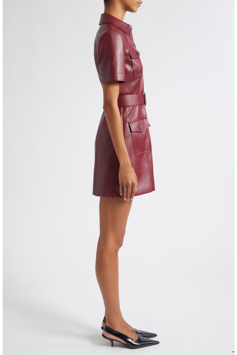 Lydia Faux Leather Snap Front Minidress