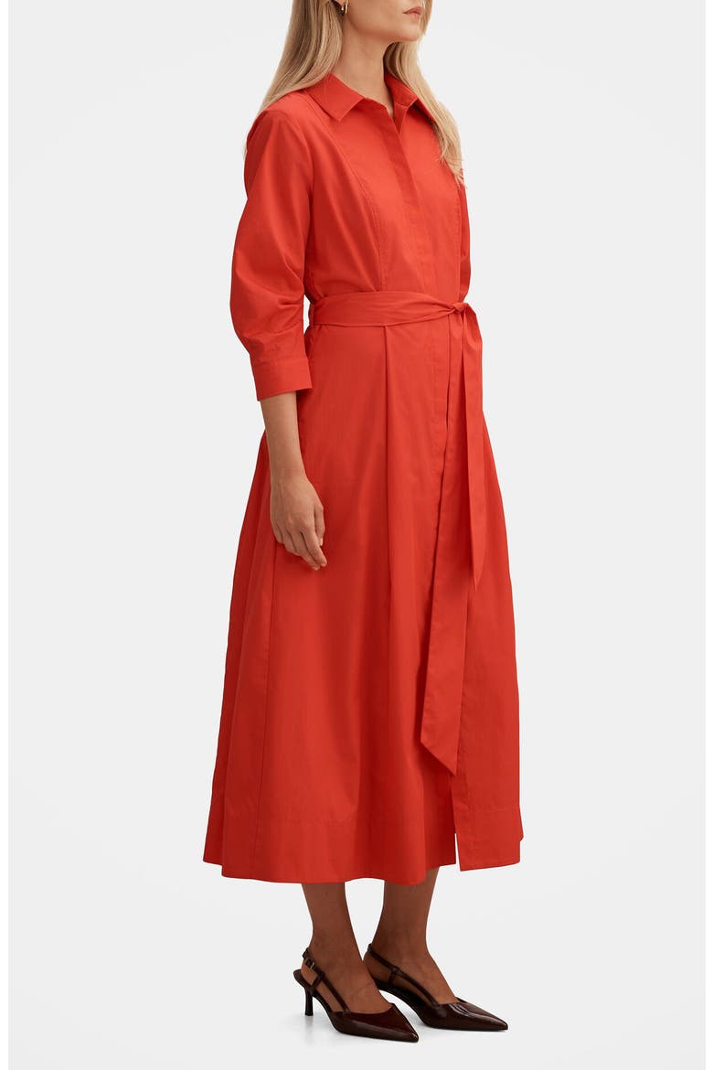 Sally Tie Belt Cotton Midi Shirtdress