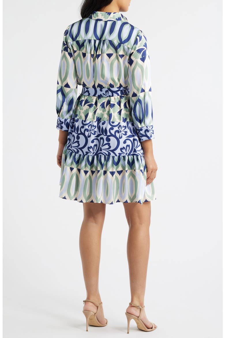 Mixed Print Mini Shirtdress