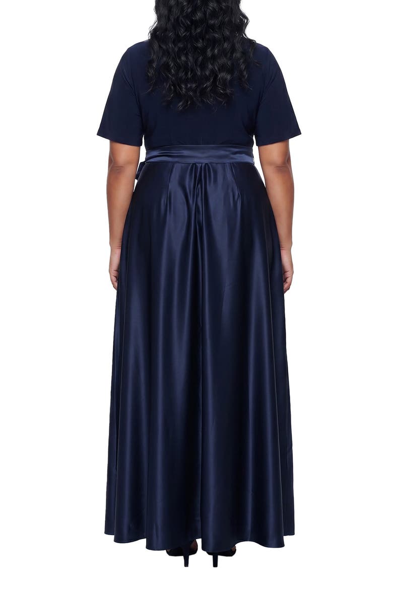 Mixed Media Surplice Neck Gown