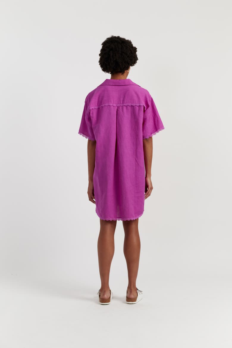 Linen-Blend Scallop Tunic Dress