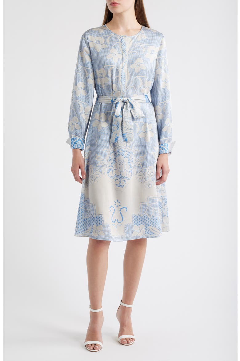 Michelle Print Tie Waist Long Sleeve Dress