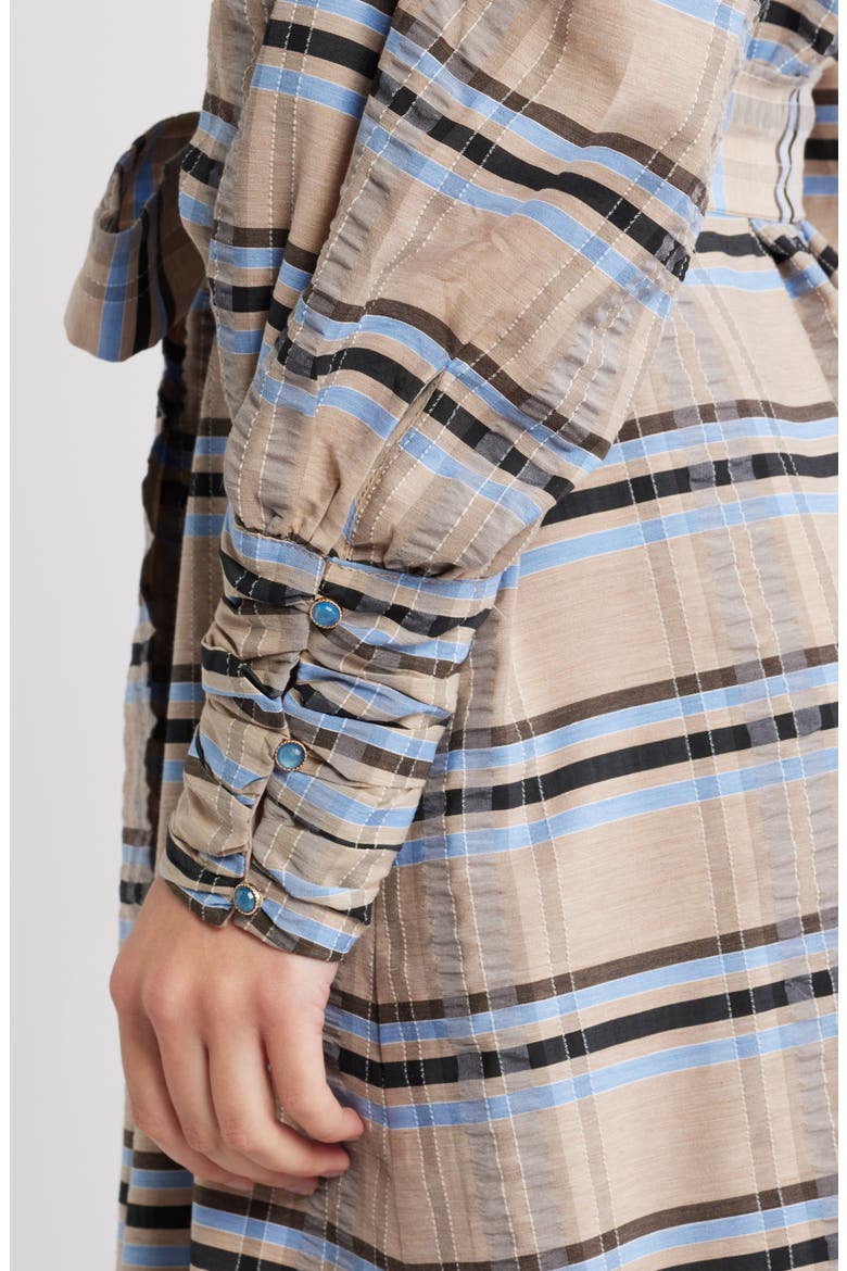 Mariyah Long Sleeve Seersucker Midi Dress