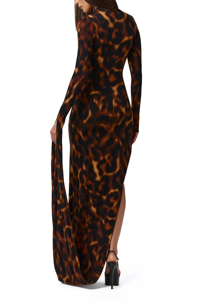 Draped Long Sleeve Maxi Dress