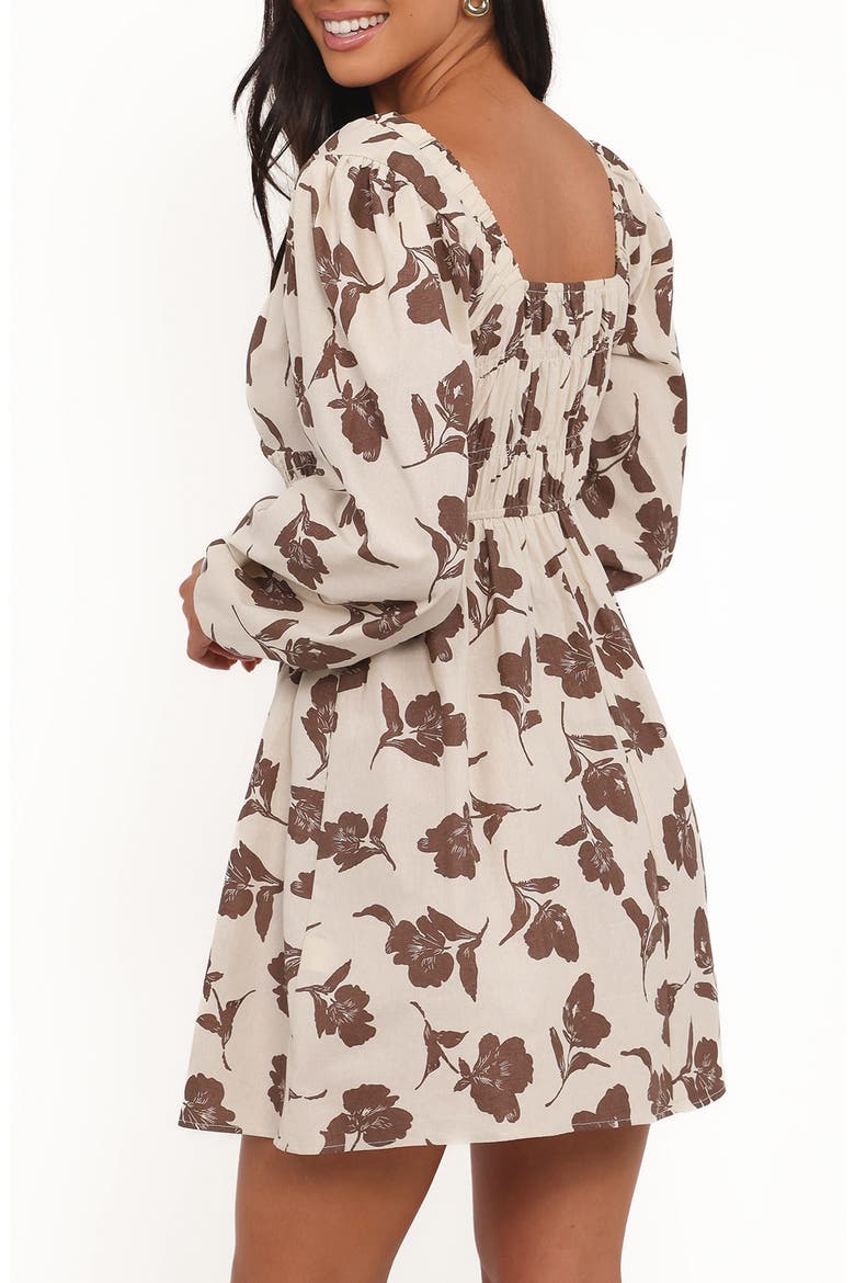 Cambria Floral Print Long Sleeve Cotton & Linen Minidress