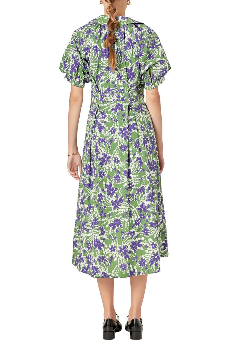 Print Pleat Midi Dress