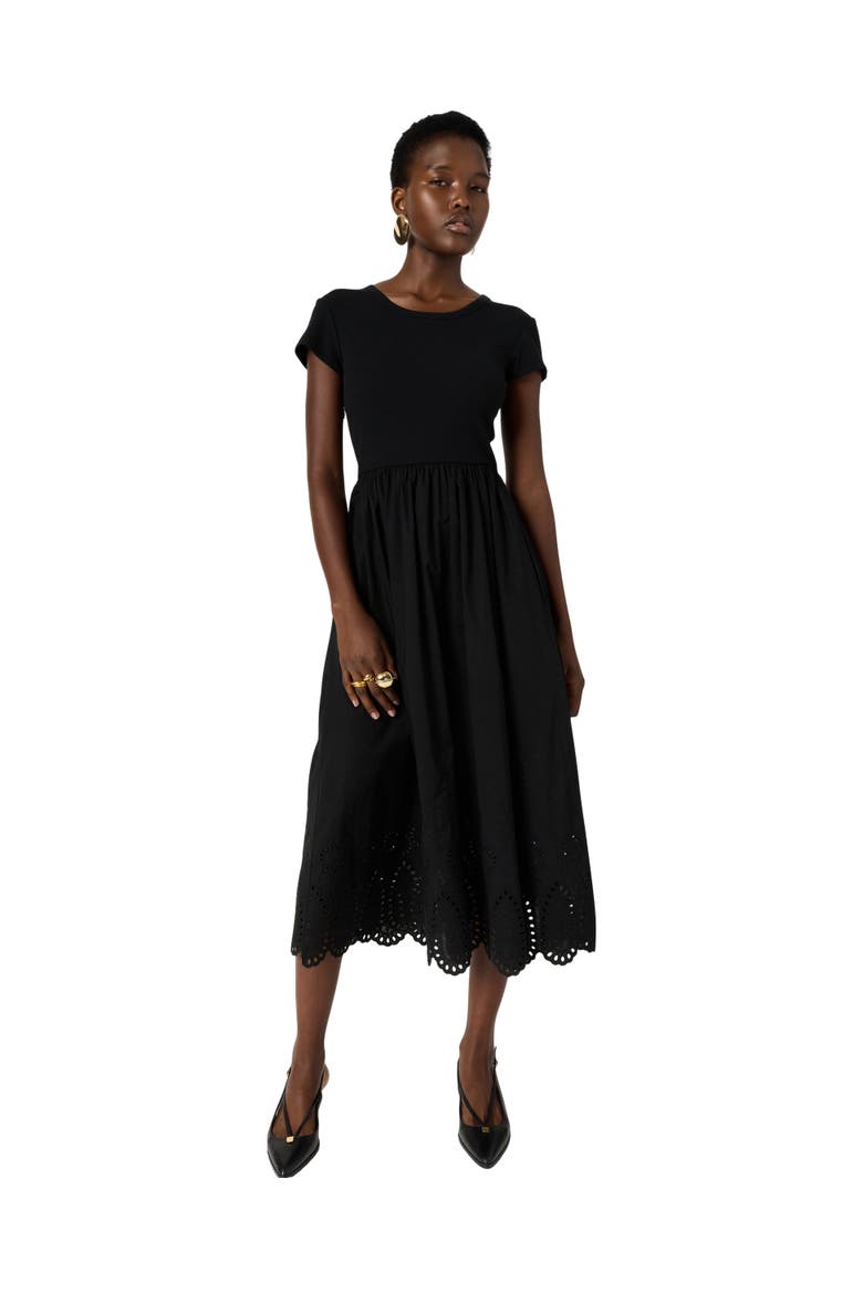 Rynah Scalloped Detail Midi Dress