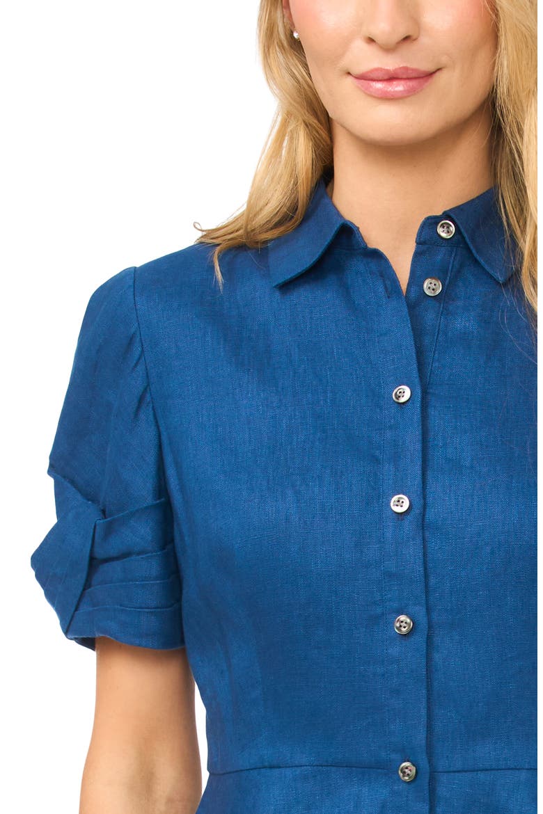 Stina Twisted Short Sleeve Linen Shirtdress