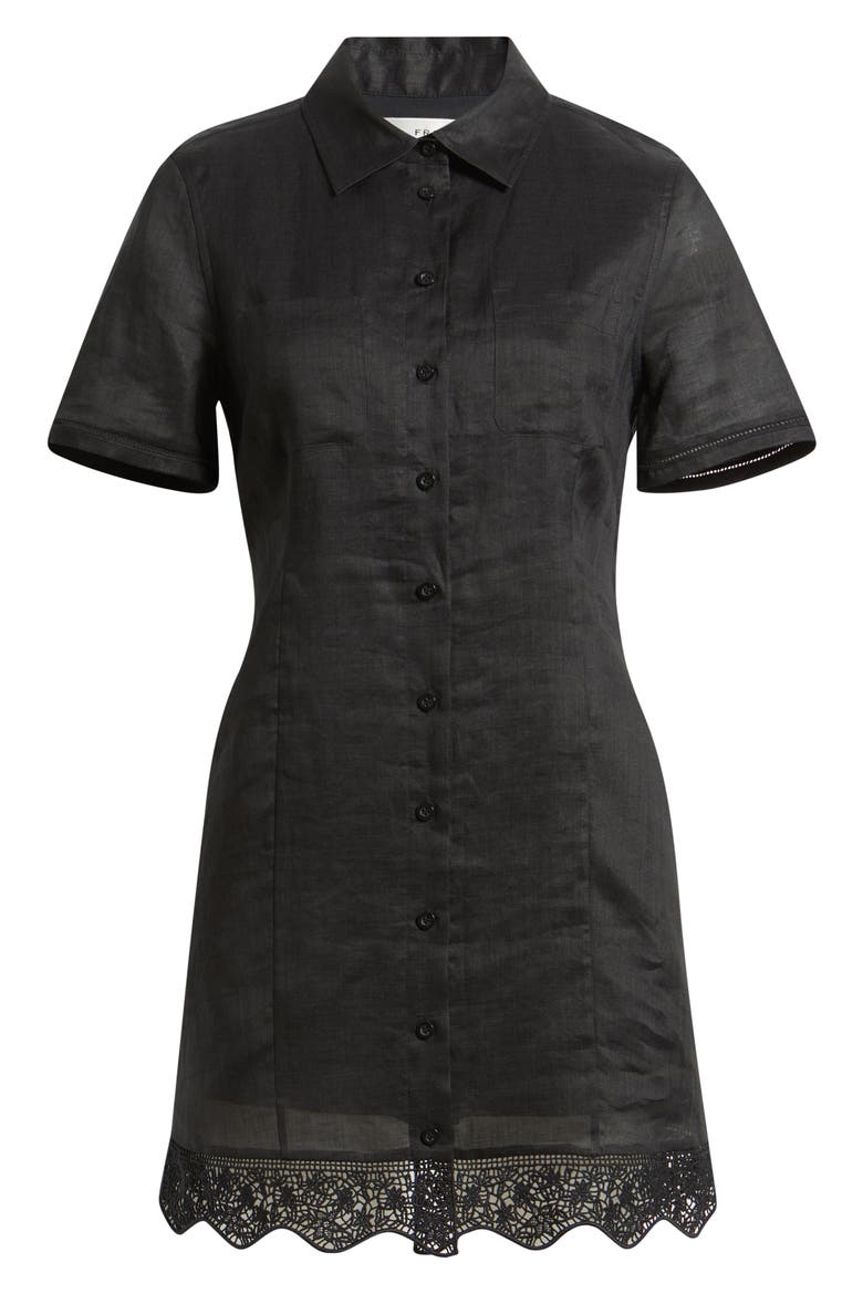 The Embroidered Seaside Ramie Button-Up Minidress