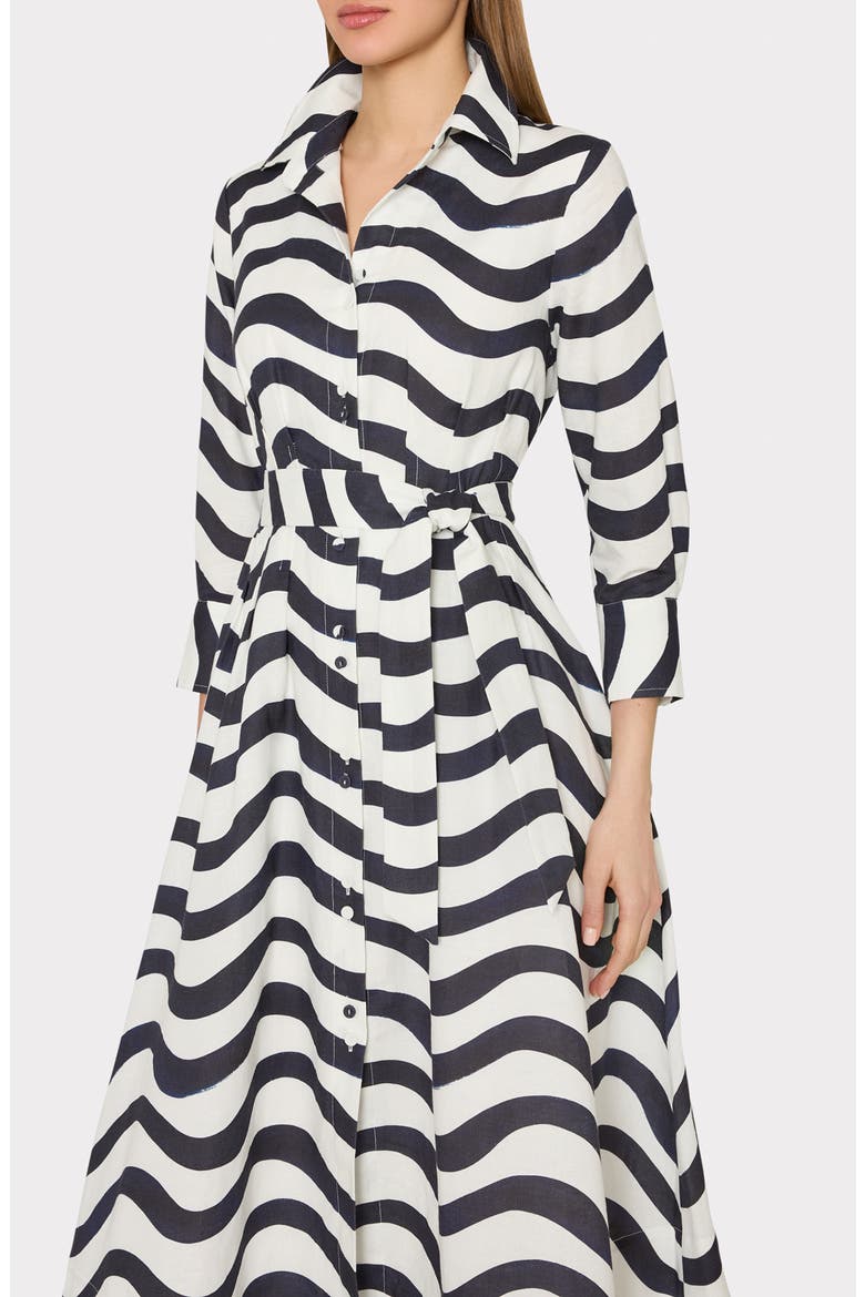 Lexi Stripe Tie Waist Long Sleeve Midi Shirtdress
