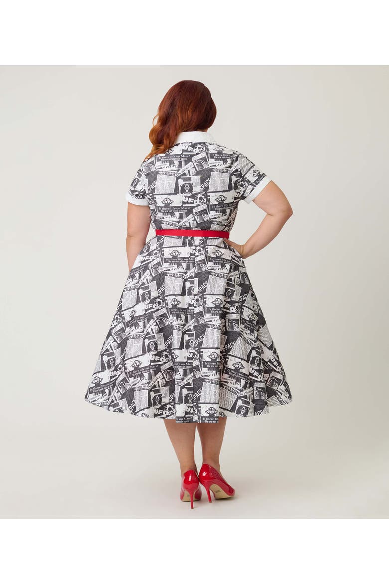 Plus Size Collared Short Sleeved Belted Alexis Swing Dress