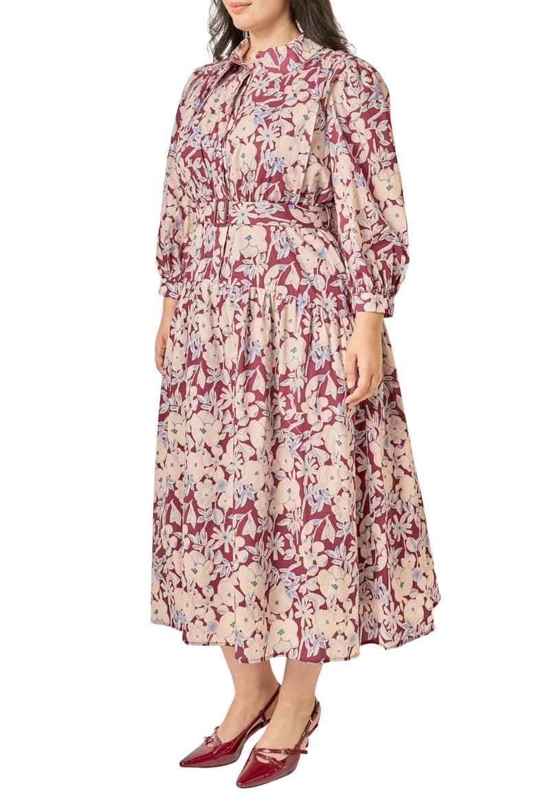 Floral Cotton Midi Shirtdress