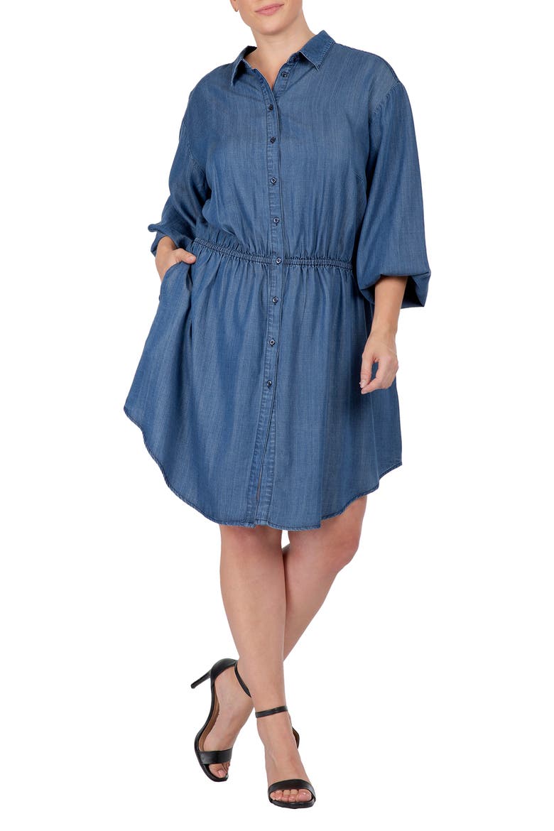 Long Sleeve Elastic Waist Shirtdress