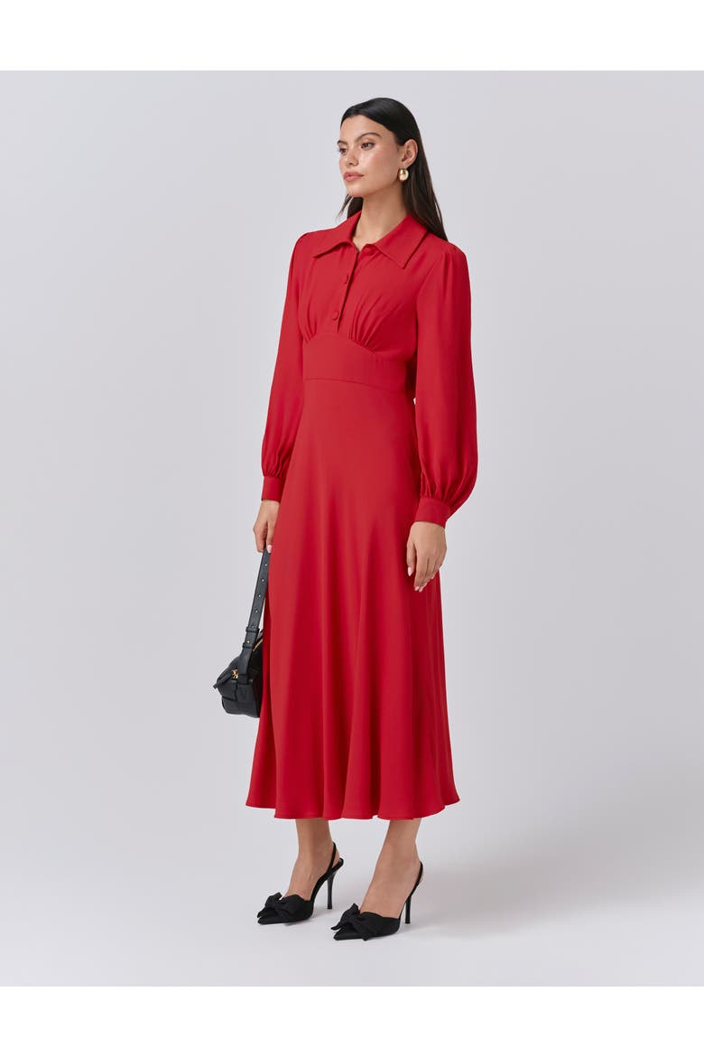 Wendy Crepe Collared Neck Midi Dress