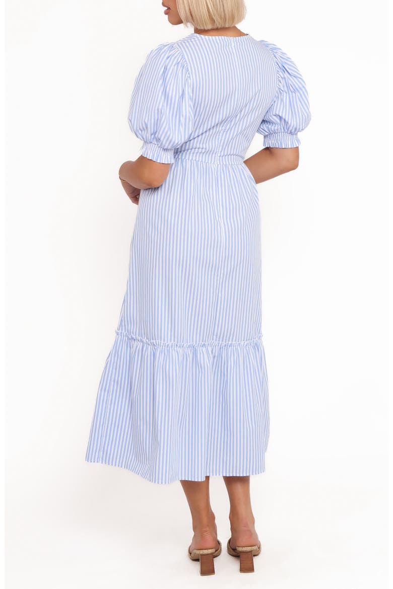 Steele Stripe Puff Sleeve Cotton Midi Dress