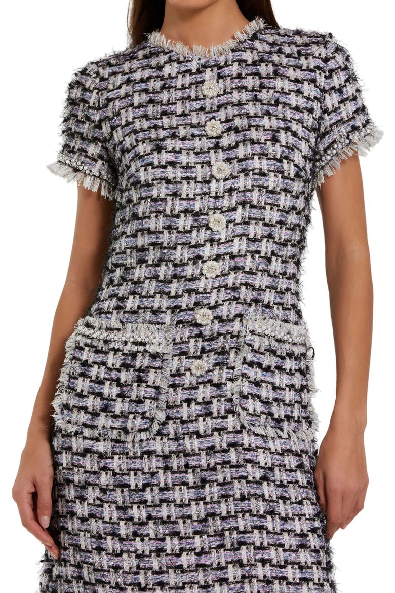 Women's Cap Sleeve Floral Button Detail Shift Dress