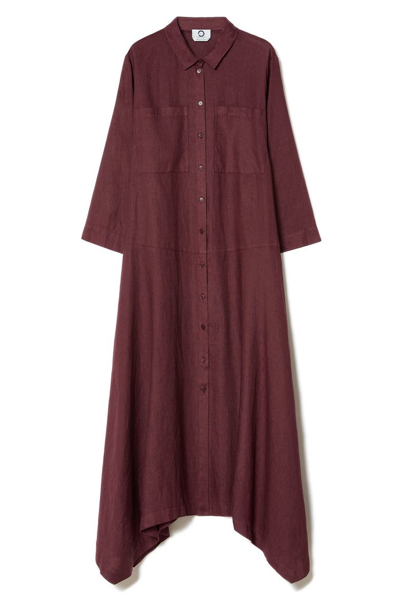Valpe Shark Bite Hem Linen Maxi Shirtdress