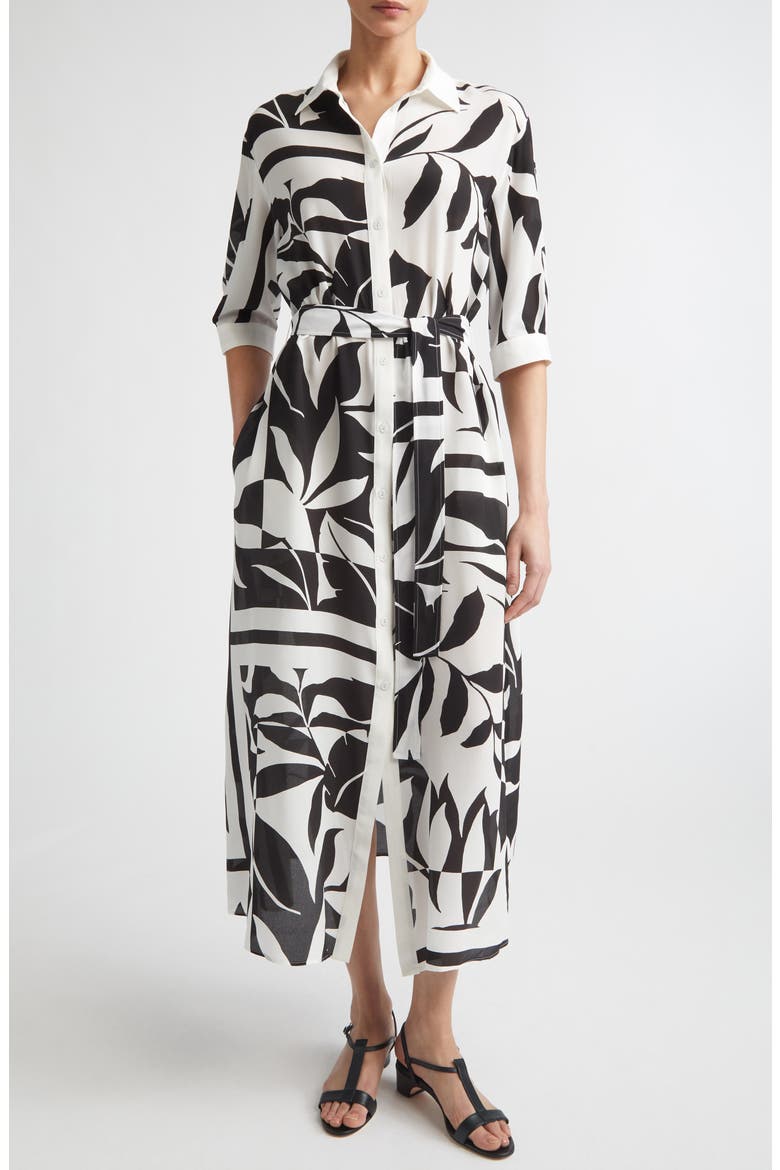 Changio Beachwear Floral Silk Midi Shirtdress