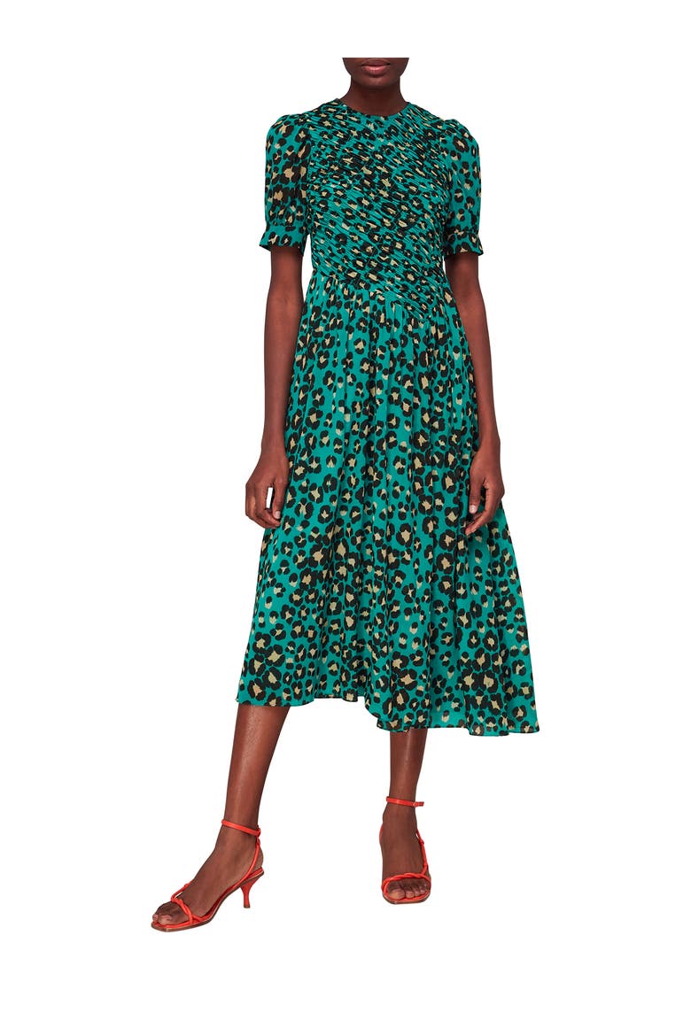 Painted Leopard Shirred Dress