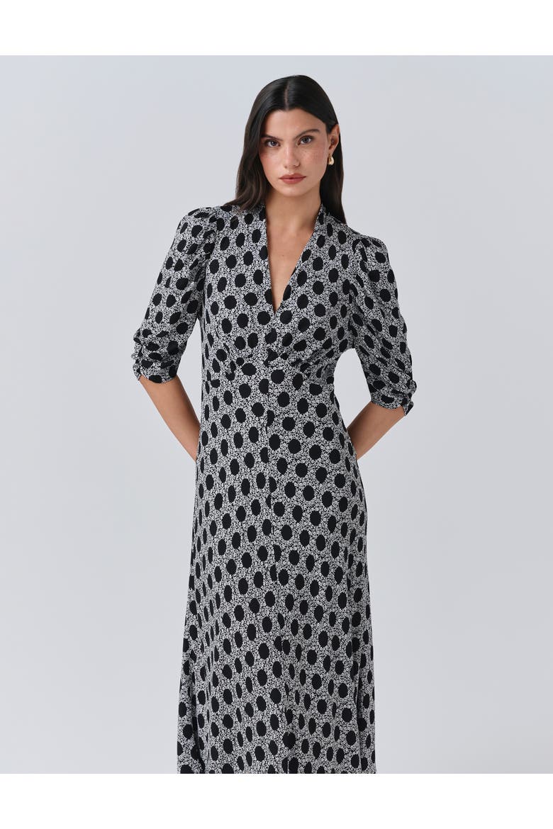 Mia Crepe Polka Dot Midi Tea Dress