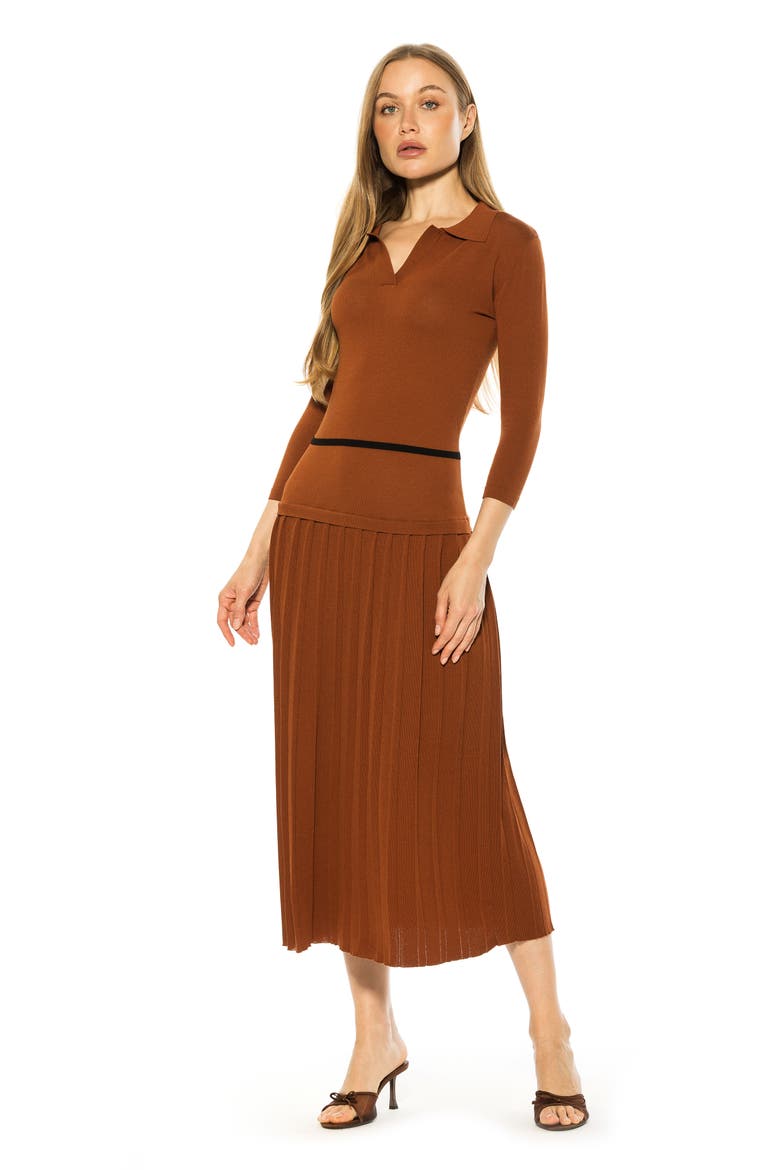 Sable Pleated Knit Midi Dress