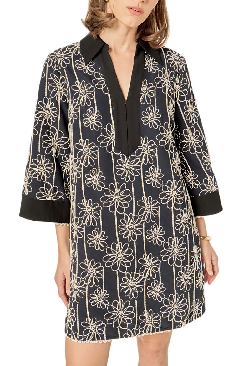 Floral Embroidery Shift Minidress