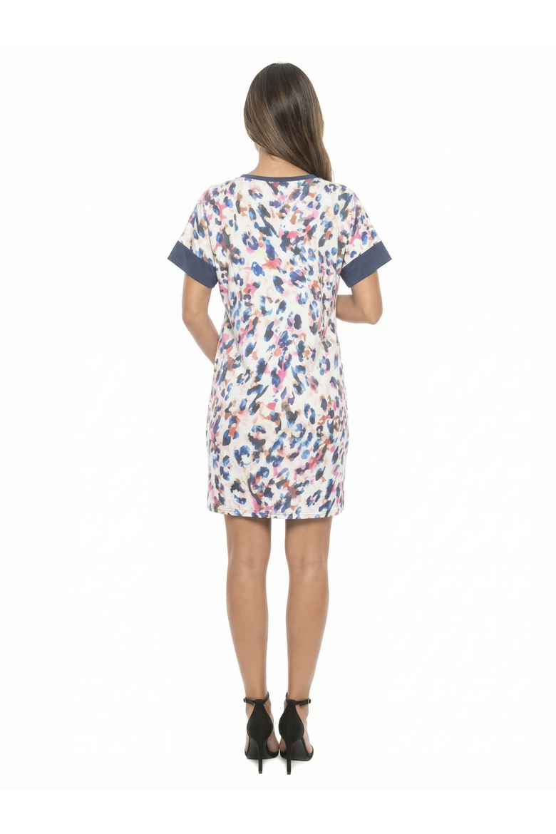 Maternity Abstract Short Sleeve Knee Length T-Shirt Dress