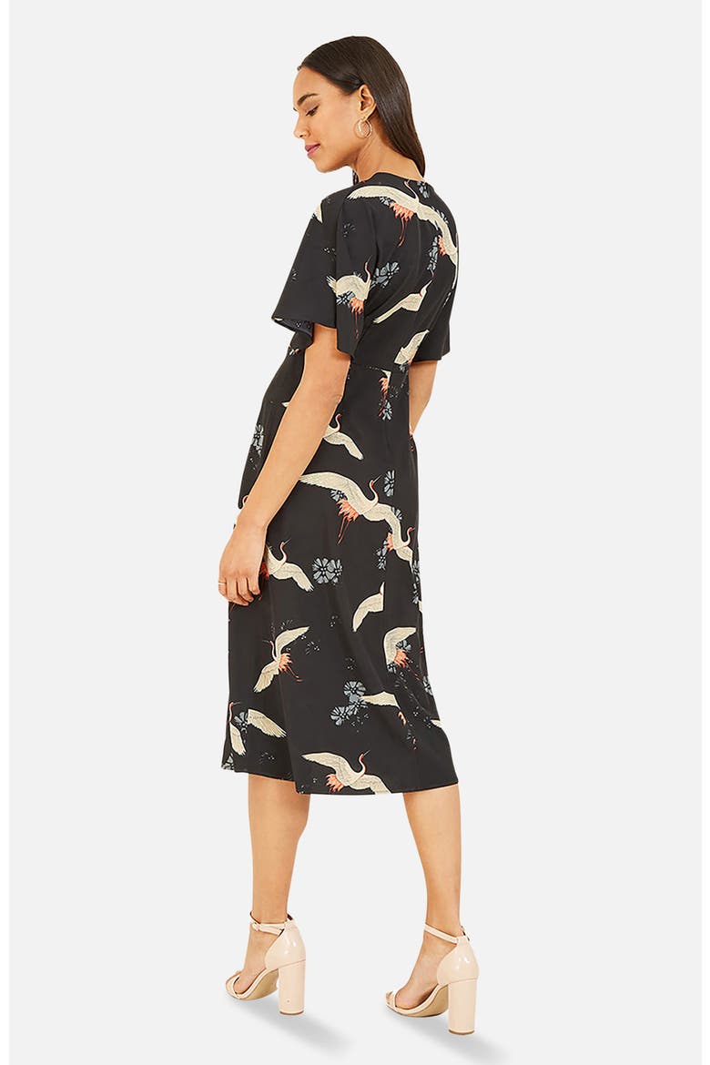 Short Sleeve V-Neck Printed Midi Dress