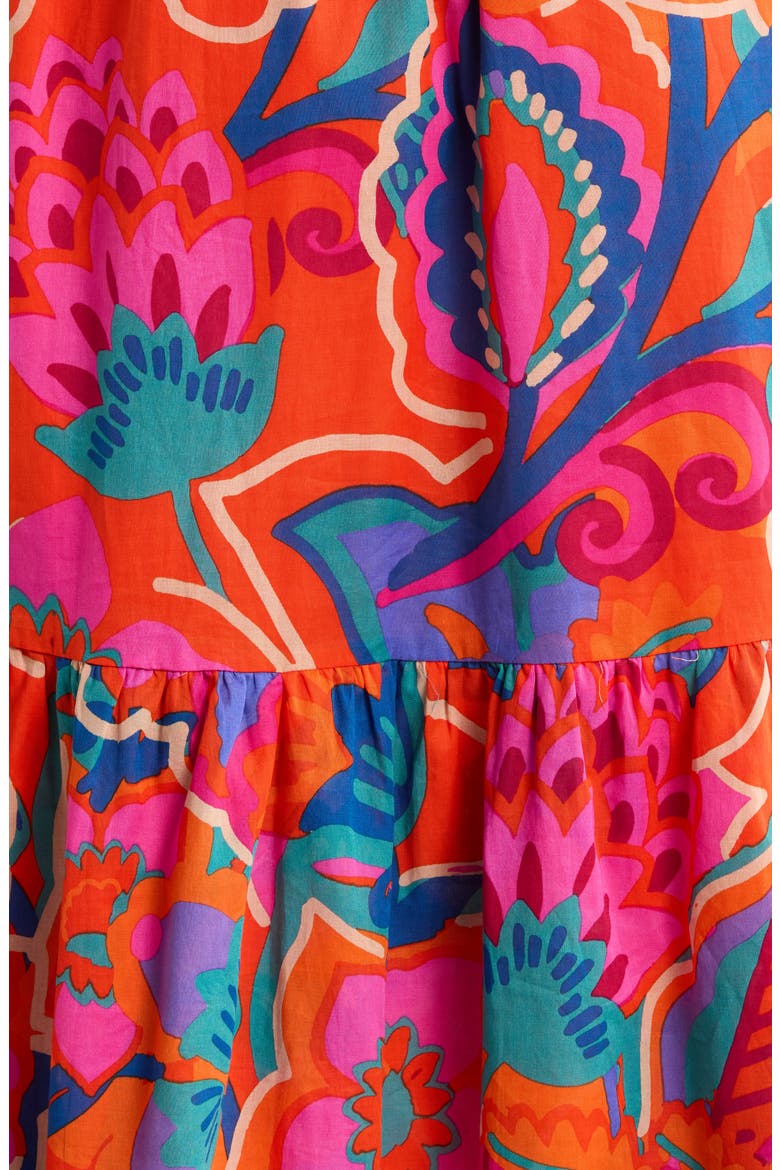 Kahlia Tropics Aruba Smocked Cotton Midi Dress